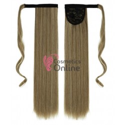 Extensie de par coada cu clema si arici dreapta de 85 cm cod SI66861085 Saten Inchis cu Blond Ash
